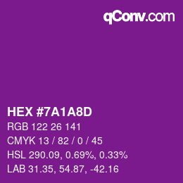 カラーコード: HEX #7A1A8D | qconv.com
