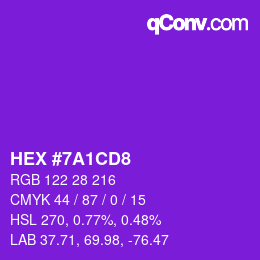 Color code: HEX #7A1CD8 | qconv.com
