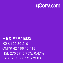 颜色代码: HEX #7A1ED2 | qconv.com