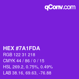 Color code: HEX #7A1FDA | qconv.com