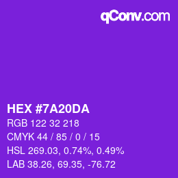 Color code: HEX #7A20DA | qconv.com