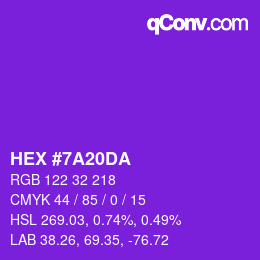 Color code: HEX #7A20DA | qconv.com