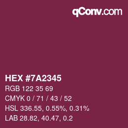 Color code: HEX #7A2345 | qconv.com