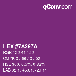 Color code: HEX #7A297A | qconv.com