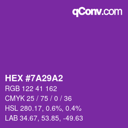 カラーコード: HEX #7A29A2 | qconv.com