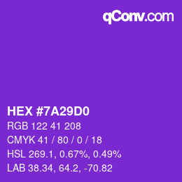カラーコード: HEX #7A29D0 | qconv.com