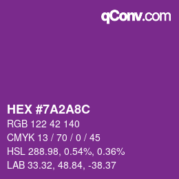 Color code: HEX #7A2A8C | qconv.com