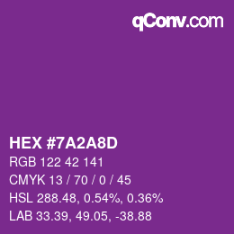 Color code: HEX #7A2A8D | qconv.com