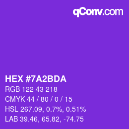 颜色代码: HEX #7A2BDA | qconv.com