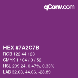 Color code: HEX #7A2C7B | qconv.com