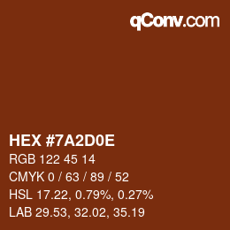Color code: HEX #7A2D0E | qconv.com