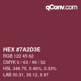 Color code: HEX #7A2D3E | qconv.com