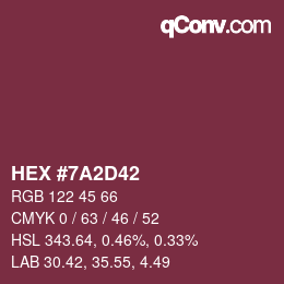Color code: HEX #7A2D42 | qconv.com