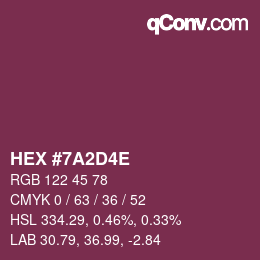 Color code: HEX #7A2D4E | qconv.com