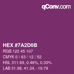 Color code: HEX #7A2D6B | qconv.com