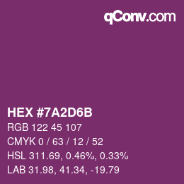 Color code: HEX #7A2D6B | qconv.com