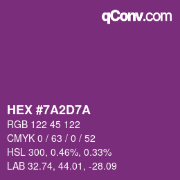 Color code: HEX #7A2D7A | qconv.com