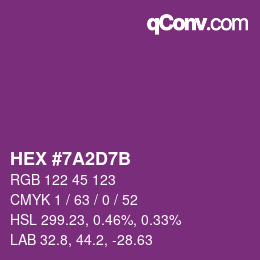 颜色代码: HEX #7A2D7B | qconv.com