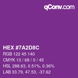 颜色代码: HEX #7A2D8C | qconv.com