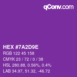 Color code: HEX #7A2D9E | qconv.com