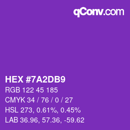 颜色代码: HEX #7A2DB9 | qconv.com