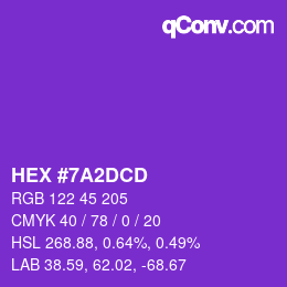 颜色代码: HEX #7A2DCD | qconv.com
