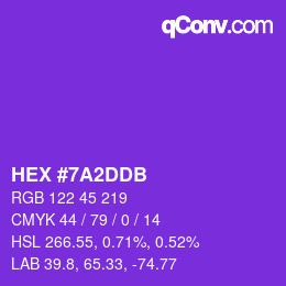 Color code: HEX #7A2DDB | qconv.com