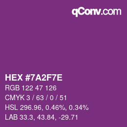 Color code: HEX #7A2F7E | qconv.com
