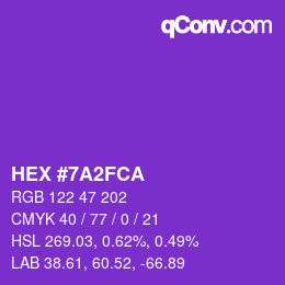颜色代码: HEX #7A2FCA | qconv.com