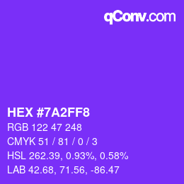 Color code: HEX #7A2FF8 | qconv.com