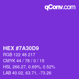 Color code: HEX #7A30D9 | qconv.com