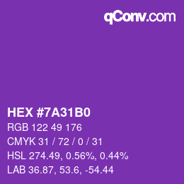 颜色代码: HEX #7A31B0 | qconv.com