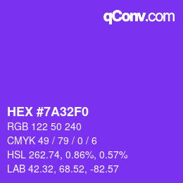 Color code: HEX #7A32F0 | qconv.com