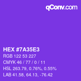 Código de color: HEX #7A35E3 | qconv.com