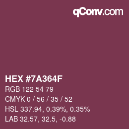 カラーコード: HEX #7A364F | qconv.com