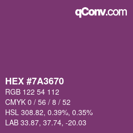 Color code: HEX #7A3670 | qconv.com