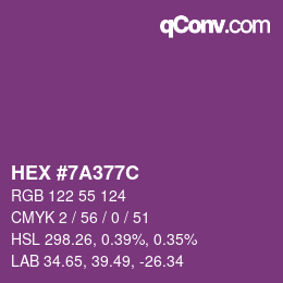 颜色代码: HEX #7A377C | qconv.com