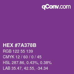 カラーコード: HEX #7A378B | qconv.com