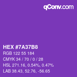 Color code: HEX #7A37B8 | qconv.com