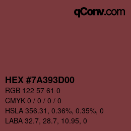 Farbcode: HEX #7A393D00 | qconv.com