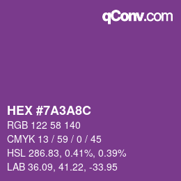 Color code: HEX #7A3A8C | qconv.com