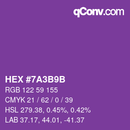 Farbcode: HEX #7A3B9B | qconv.com