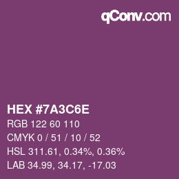 Color code: HEX #7A3C6E | qconv.com