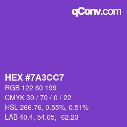 カラーコード: HEX #7A3CC7 | qconv.com
