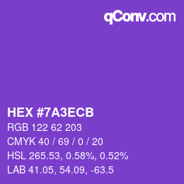 颜色代码: HEX #7A3ECB | qconv.com
