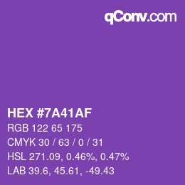 颜色代码: HEX #7A41AF | qconv.com