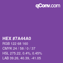 Color code: HEX #7A44A0 | qconv.com