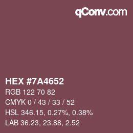 Color code: HEX #7A4652 | qconv.com