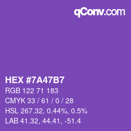 Color code: HEX #7A47B7 | qconv.com