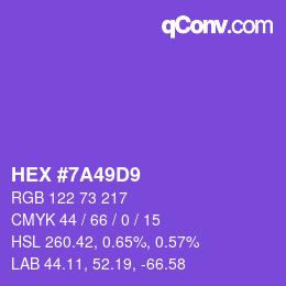 Color code: HEX #7A49D9 | qconv.com